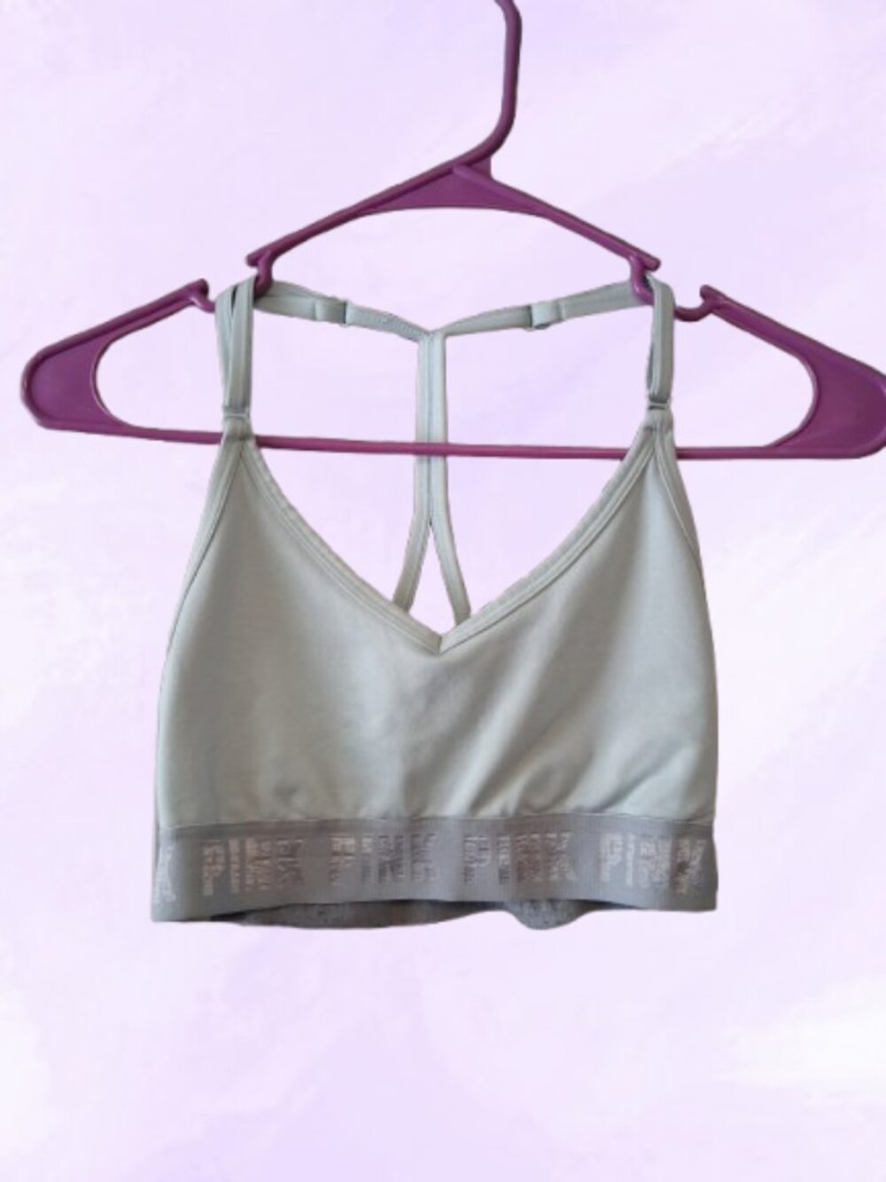 PINK Victoria's Secret sport ultimate lightly lined bra "pinks" on bottom blue S